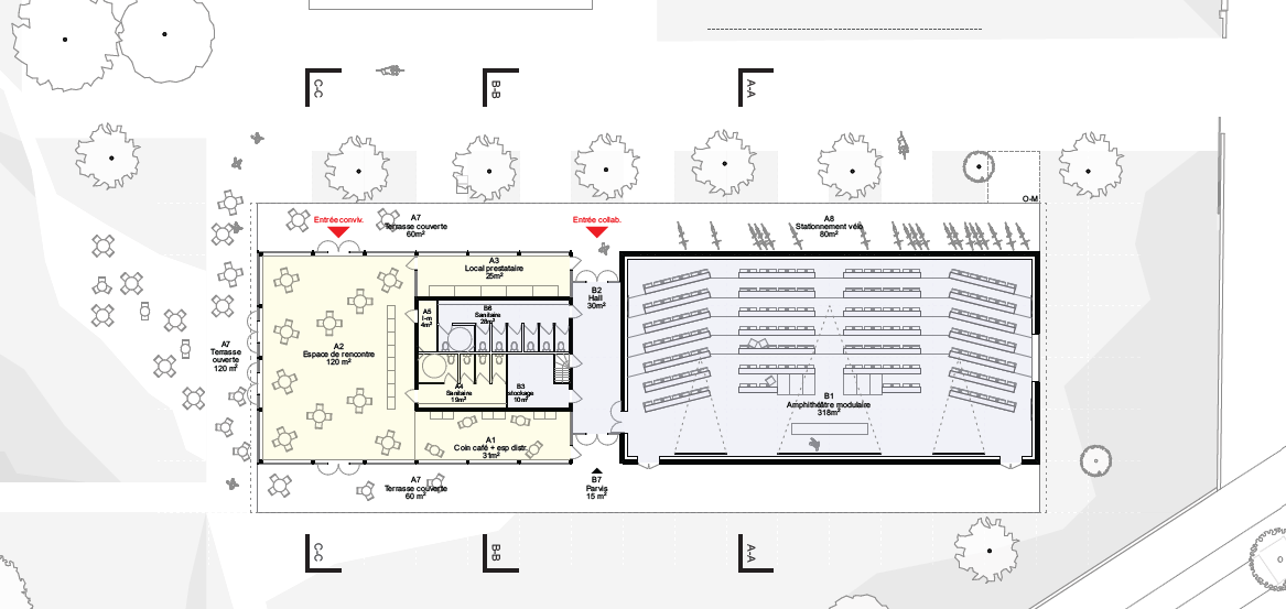 Plan du rez-de-chaussée du nouveau bâtiment